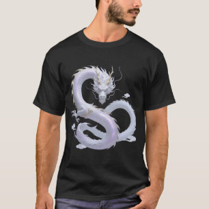Witte Drakenkunst Mythische Fantasie Esthetiek T-shirt