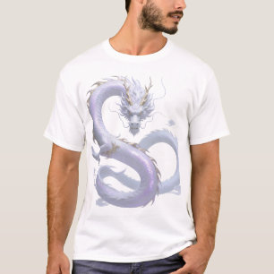 Witte Drakenkunst Mythische Fantasie Esthetiek T-shirt