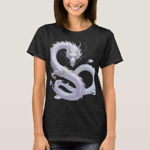 Witte Drakenkunst Mythische Fantasie Esthetiek T-shirt