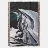 Witte Drakenvrouw Fantasie Aurora's Borealis Deken (Voorkant Verticaal)
