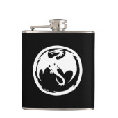 Witte drakenzwarte kolf heupfles (Voorkant)