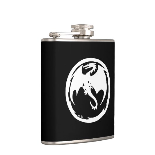 Witte drakenzwarte kolf heupfles (Rechts)