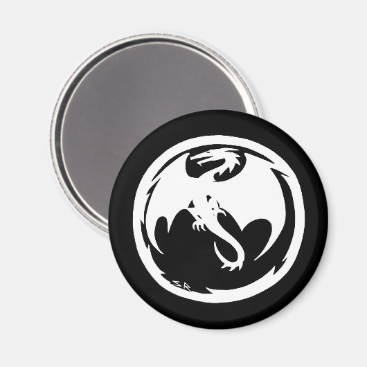 Witte drakenzwarte magneet (Voorkant / Achterkant)