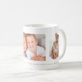 Witte drie fotocollage met aangepast bericht koffiemok (Voorkant rechts)