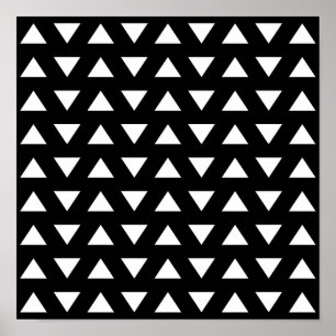 Witte driehoeken op zwart. Een geometrisch patroon Poster