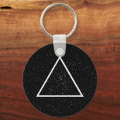 Witte driehoeksoverzicht op zwarte sterachtergrond sleutelhanger (Voorkant)