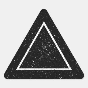 Witte driehoeksoverzicht op zwarte sterachtergrond sticker