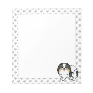 Witte driekleurige Pomeranian Lieve Cartoon Hond Notitieblok