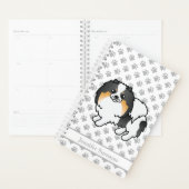 Witte Driekleurige Pomeranian Mopshond & Aangepast Planner (Display)