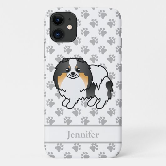 Witte Driekleurige Pomeranian Schattige Cartoon Ho Case-Mate iPhone Case (Achterkant)