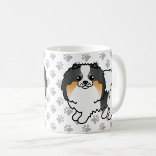 Witte Driekleurige Pomeranian Schattige Cartoon Ho Koffiemok