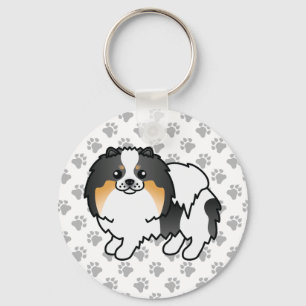 Witte driekleurige Pomeranian Schattige Cartoon Ho Sleutelhanger