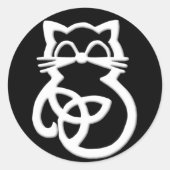 Witte Drievuldigheidsknoop Keltische Kat Stickers (Voorkant)