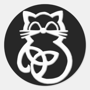 Witte Drievuldigheidsknoop Keltische Kat Stickers