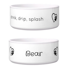 Witte 'drink drip splash' Hondennaam Kom