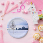 Witte droom - winter in Chicago, papieren borden Bordje (Feest)