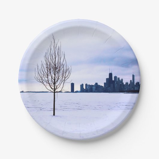 Witte droom - winter in Chicago, papieren borden Bordje (Voorkant)