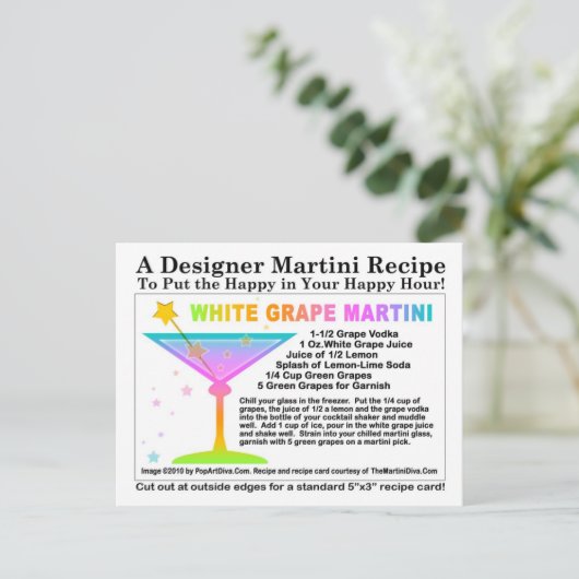 Witte Druif Martini Recept Briefkaart (Staand voorkant)