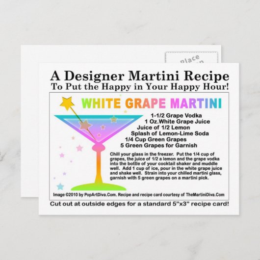 Witte Druif Martini Recept Briefkaart (Voorkant / Achterkant)