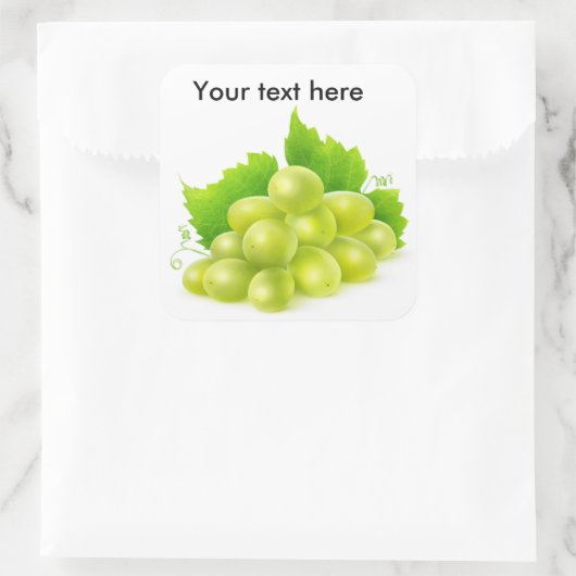 Witte druiven vierkante sticker (Tas)