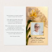 Witte dubbele daffodil bloemen begrafenisgebed visitekaartje (Buitenkant ongevouwen)