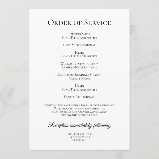 Witte Dubbele Daffodil Bloemen Begrafenisservice Programmakaart (Achterkant)