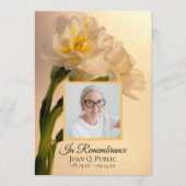 Witte Dubbele Daffodil Bloemen Begrafenisservice Programmakaart (Voorkant)