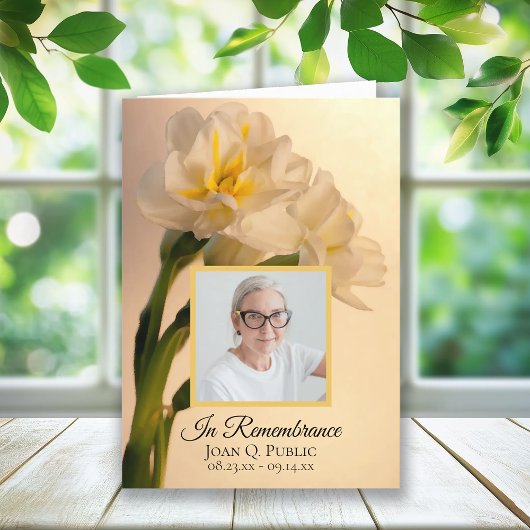 Witte Dubbele Daffodils Begrafenisservice Gevouwen Programma