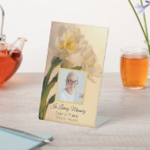 Witte Dubbele Daffodils Uitvaartmonument Reclamebord Met Voetstuk (Insitu)