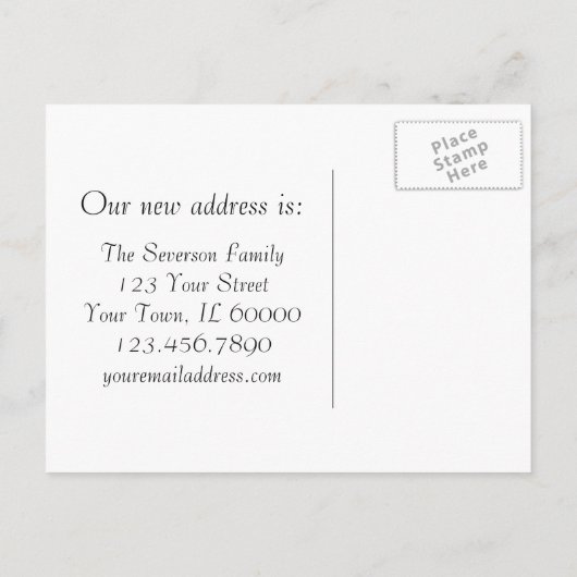 Witte Dubbele Daffodils Verandering van Adres Aankondigingskaart (Achterkant)