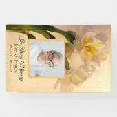 Witte Dubbele Daffodils Viering van het Leven Begr Spandoek (Horizontaal)