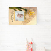 Witte Dubbele Daffodils Viering van het Leven Begr Spandoek (Insitu)