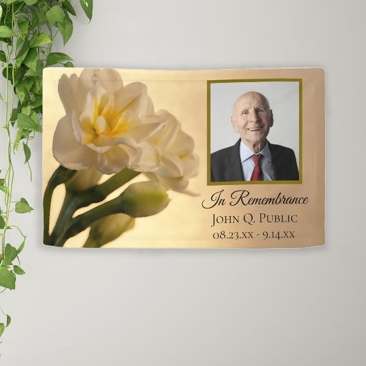 Witte Dubbele Daffodils Viering van het Leven Begr Spandoek