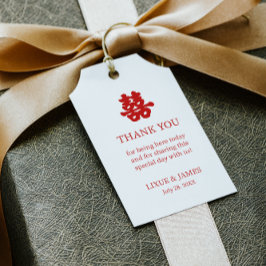 Witte Dubbele Geluk Chinese kalligrafie azian Cadeaulabel