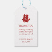 Witte Dubbele Geluk Chinese kalligrafie azian Cadeaulabel (Voorkant)