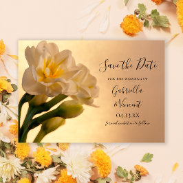 Witte dubbele narcissen huwelijks "Save the Date" Save The Date