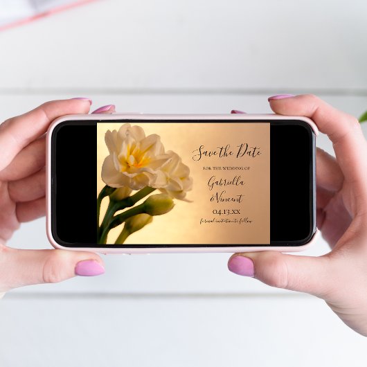 Witte dubbele narcissen huwelijks "Save the Date" Save The Date