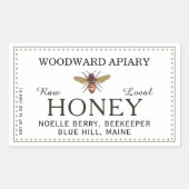 Witte Dubbele Rand Honing Label met Honeybee (Voorkant)