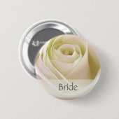 Witte dubbele roos Bride Pin Ronde Button 5,7 Cm (Voorkant /achterkant)