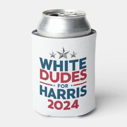 Witte Dudes voor Harris-2024 verkiezing Blikjeskoeler (Blikje Voorkant)