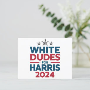 Witte Dudes voor Harris-2024 verkiezing Briefkaart