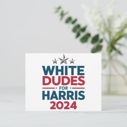Witte Dudes voor Harris-2024 verkiezing Briefkaart (Staand voorkant)