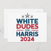 Witte Dudes voor Harris-2024 verkiezing Briefkaart (Voorkant / Achterkant)