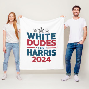 Witte Dudes voor Harris-2024 verkiezing Fleece Deken