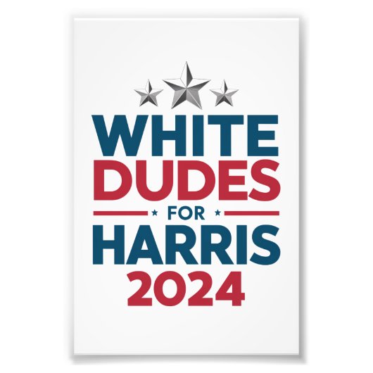 Witte Dudes voor Harris-2024 verkiezing Foto Afdruk (Voorkant)