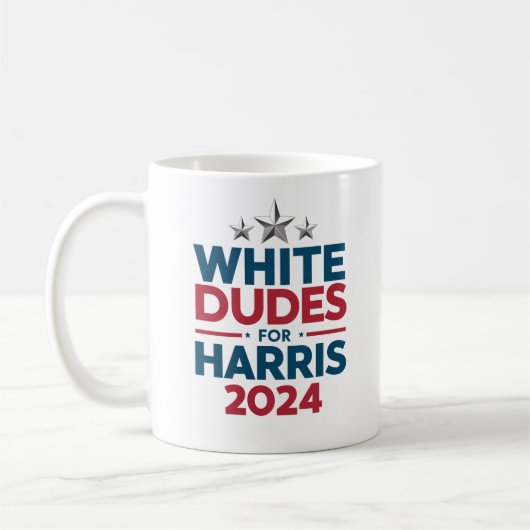 Witte Dudes voor Harris-2024 verkiezing Koffiemok (Links)