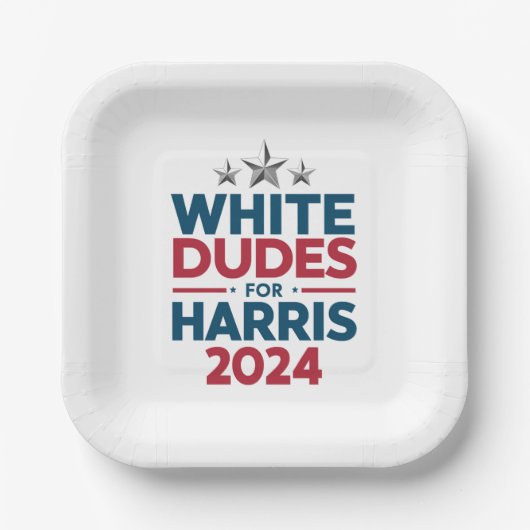 Witte Dudes voor Harris-2024 verkiezing Papieren Bordje (Voorkant)