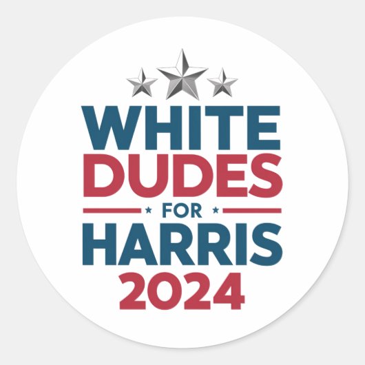 Witte Dudes voor Harris-2024 verkiezing Ronde Sticker (Voorkant)