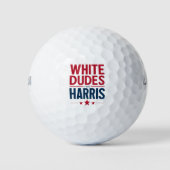Witte Dudes voor Harris Verkiezing Kamala Harris 2 Golfballen (Voorkant)