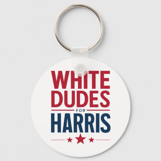 Witte Dudes voor Harris Verkiezing Kamala Harris 2 Sleutelhanger (Voorkant)